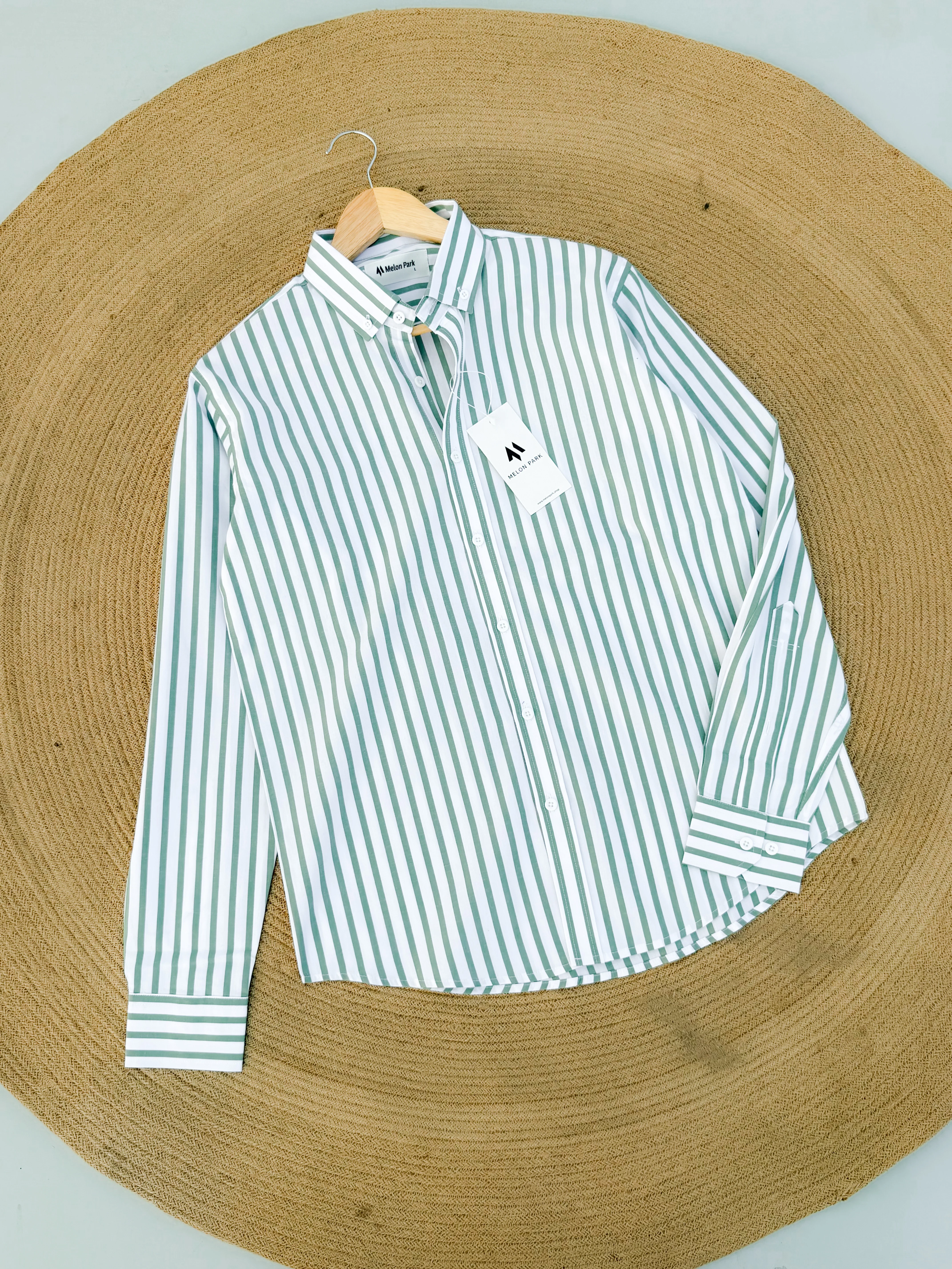Old Money full sleeve shirt - Mint stripe ( New )