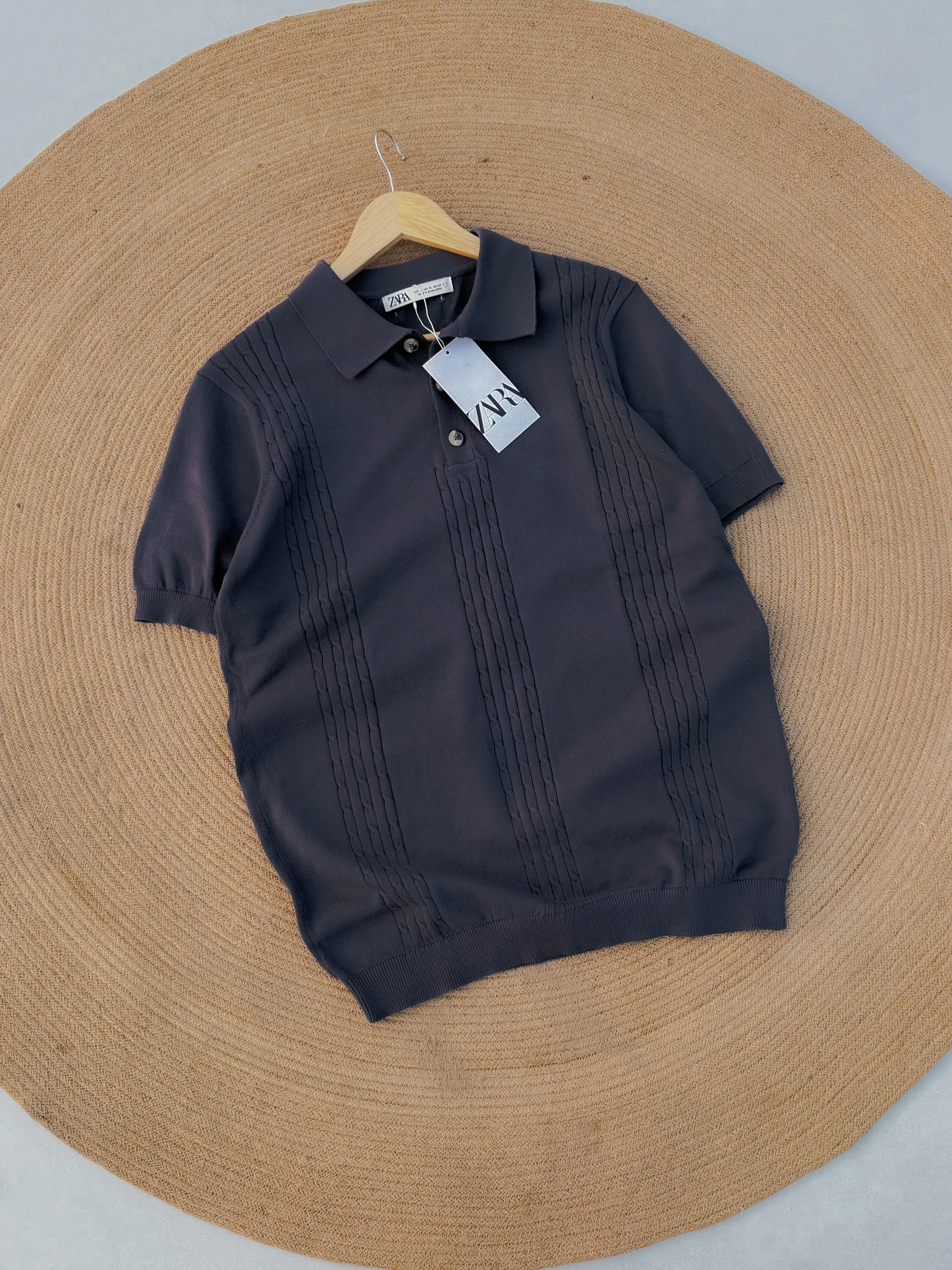 Velour Knit polo - Dark Grey